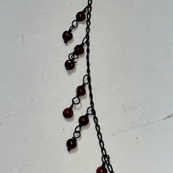 EUC: burgundy beads on black chain choker - Picture 7 of 7